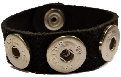 Black Veteran Style suede leather bracelet, with 3-click connectors