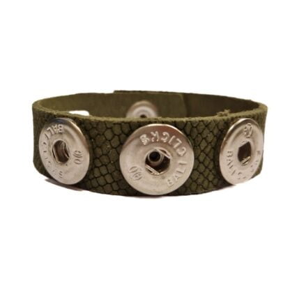 Veteran Style leather suede bracelet in the color olive green, with 3 clicks connections