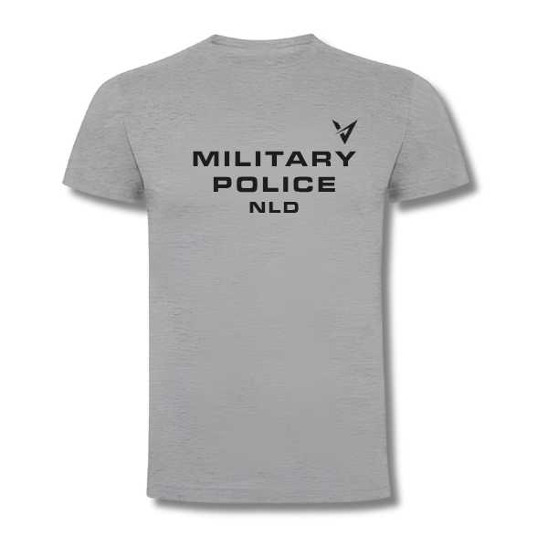 Military Police NLD | T-shirt 2 MILITARY POLICE NLD T-shirt - Man Hoofdfoto Grijs Heather met zwarte bedrukking